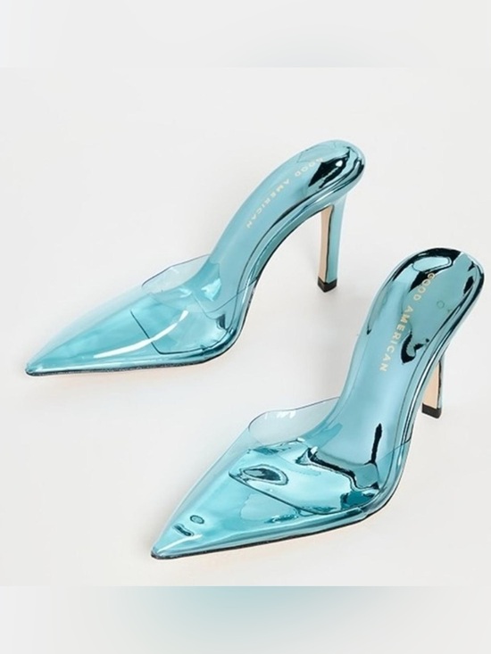 Good American Shoes - NIB Good American Cinderella Mule Translucent Blue Pointed-Toe Stiletto